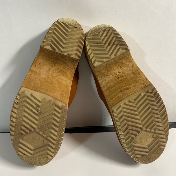 MIA Swedish Women's Traditional Wood Heel Leather Slide On Shoes SZ 38 - Picture 5 of 7